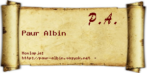 Paur Albin névjegykártya